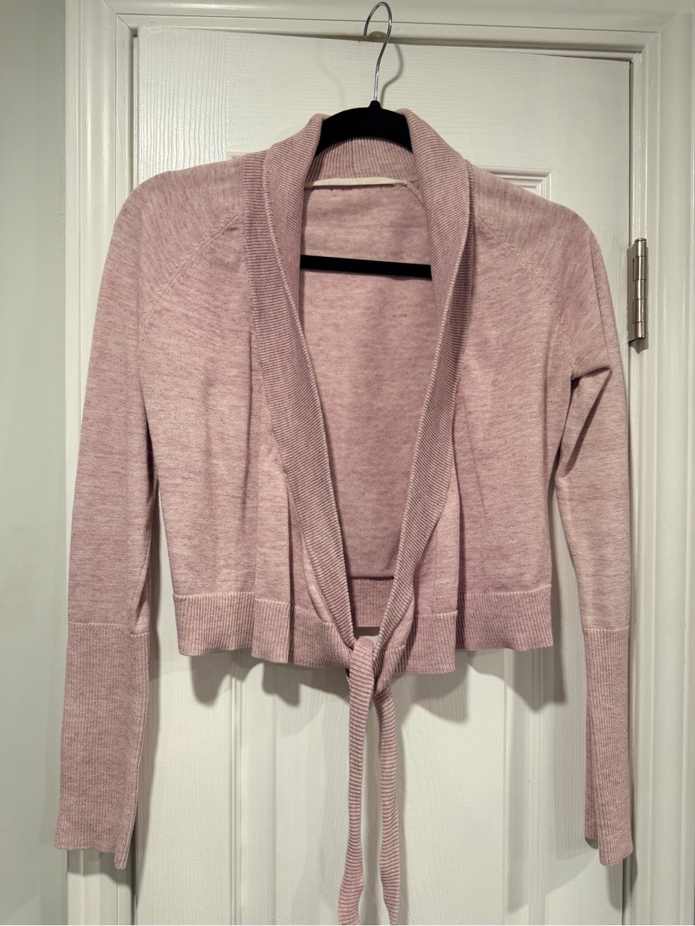 Athleta Size XS Lavender Tie Front Cardigan Sweater Lightweight Cropped Open